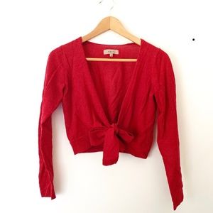 Red Tie Knit Top Sweater